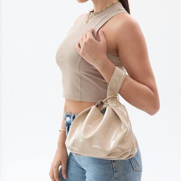 Women's Vegan Leather Clutch Small Tote Night Out Wristlet Stylish - Picture 6 of 7